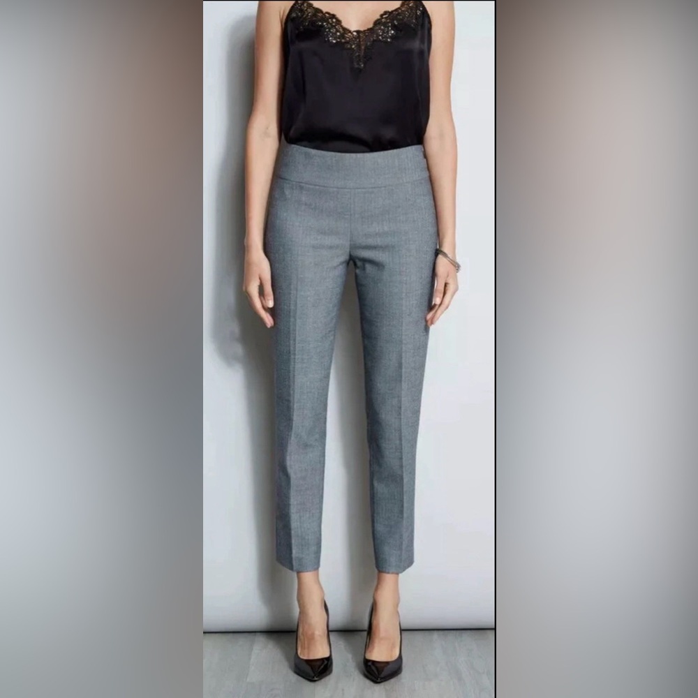 BNWT Elie Tahari Herringbone Grey Pants, Size 4, $348